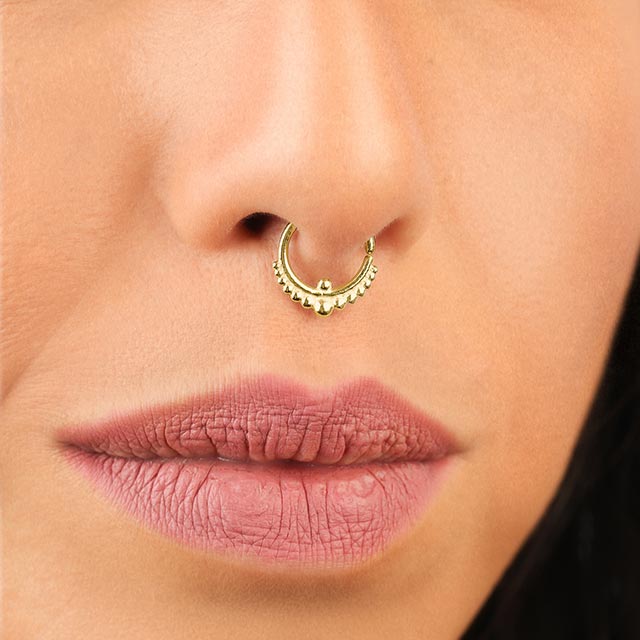 Indian Nose Ring, Unique Nose Ring, Gold Nose Ring, Tribal Nose Ring, Boho Nose  Ring, Tribal Piercing, Cartilage Jewelry, Helix Hoop, 20g - Etsy Israel