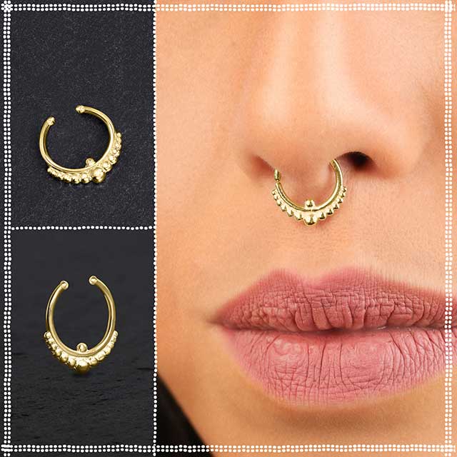 Fake septum nose ring gold rose with white diamond, Women's Fashion,  Watches & Accessories, Other Accessories on Carousell